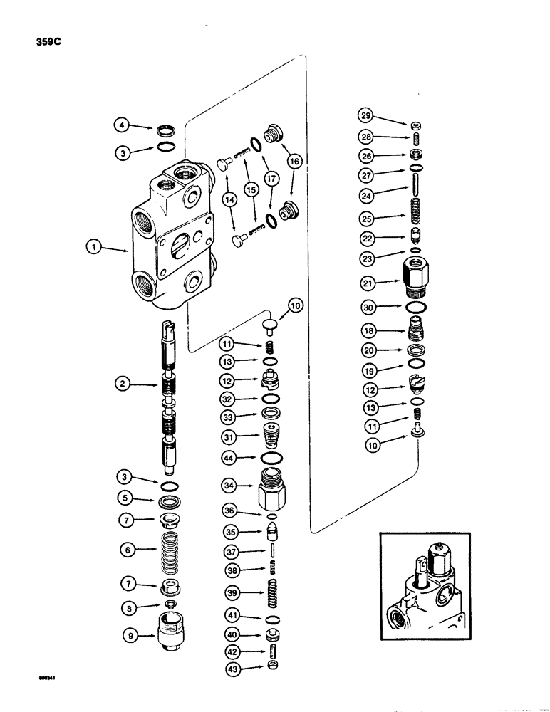 Схема запчастей Case 580SD - (359C) - BACKHOE CONTROL VALVE, BOOM SECTION, USED ON SUPER D MODELS (08) - HYDRAULICS