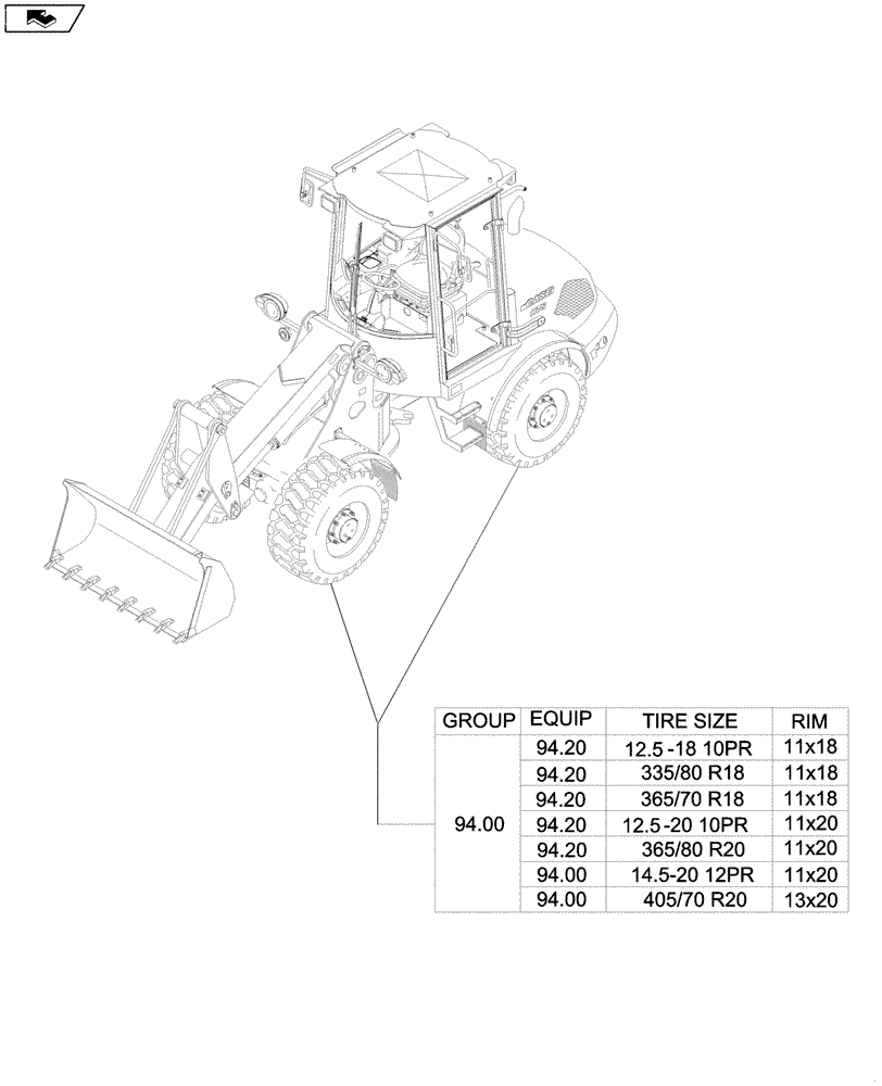 Схема запчастей Case 221E - (SEC. 11) - WHEELS (00) - GENERAL