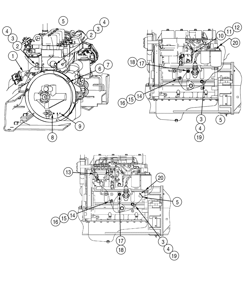 Схема запчастей Case 550H - (4-10) - HARNESS, FRONT, ENGINE LEFT HAND SIDE AND REAR (04) - ELECTRICAL SYSTEMS