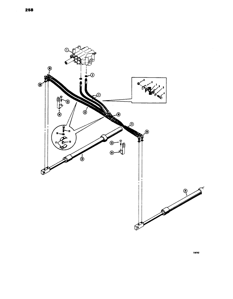 Схема запчастей Case 450 - (258) - POWER ANGLING DOZER HYDRAULICS, (ANGLING CIRCUIT) (07) - HYDRAULIC SYSTEM