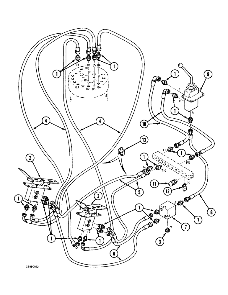 Схема запчастей Case 688BCK - (8D-04) - CIRCUIT - OPERATORS COMPARTMENT, 688B CK (120301-) (07) - HYDRAULIC SYSTEM