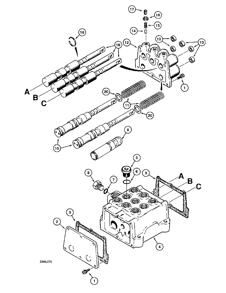 Схема запчастей Case 550E - (6-32) - TRANSMISSION CONTROL VALVE ASSEMBLY, * WITH MODULATOR (06) - POWER TRAIN