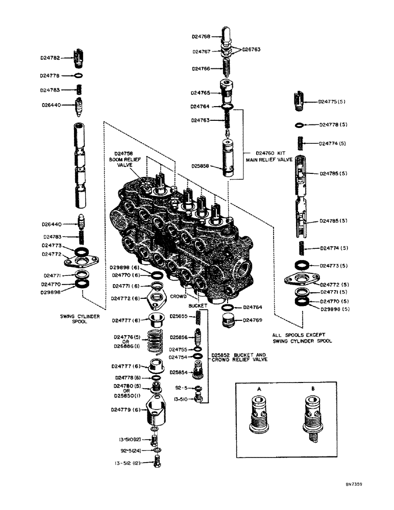 Схема запчастей Case 21 - (50) - D23059 HYDRAULIC CONTROL VALVE 