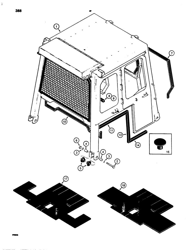 Схема запчастей Case 850B - (388) - CAB-PRESSURIZED, MOUNTING AND FLOOR MATS (05) - UPPERSTRUCTURE CHASSIS