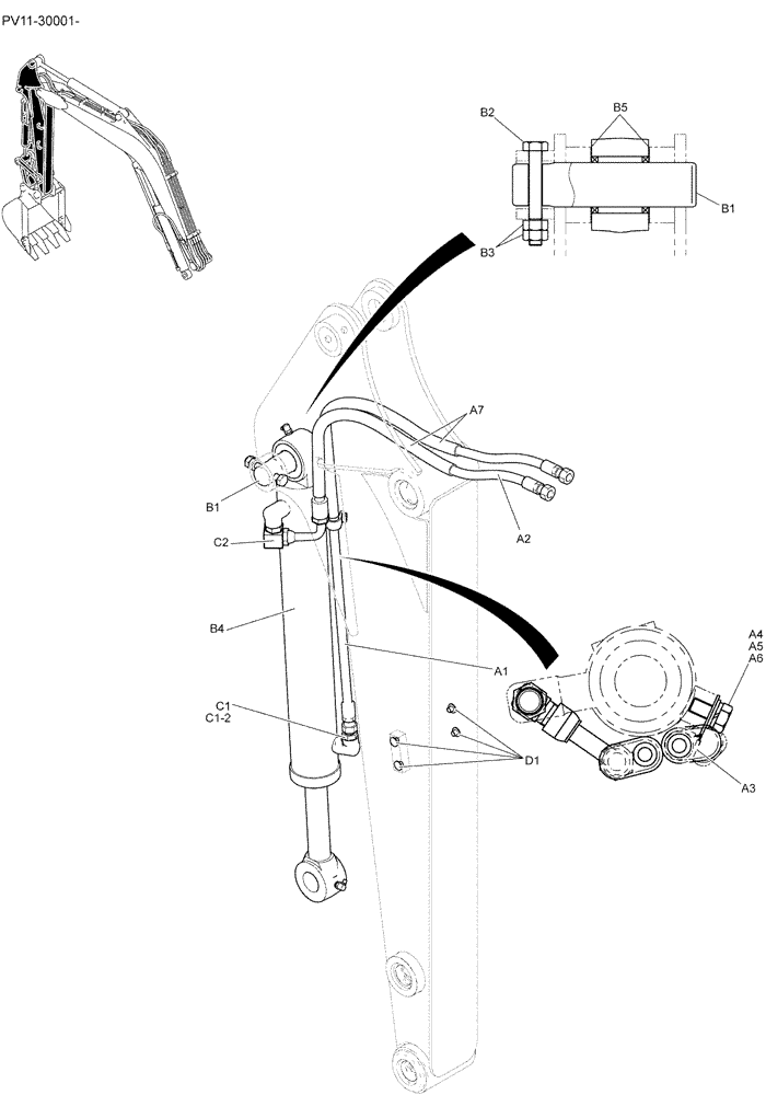 Схема запчастей Case CX27B - (03-008) - HYD LINES, ARM 1.12M (35) - HYDRAULIC SYSTEMS