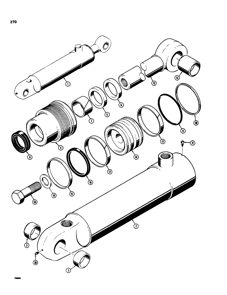 Схема запчастей Case 35 - (270) - G101792 SIDE SHIFT BACKHOE STABILIZER CYLINDER, WITH ONE PIECE PISTON 