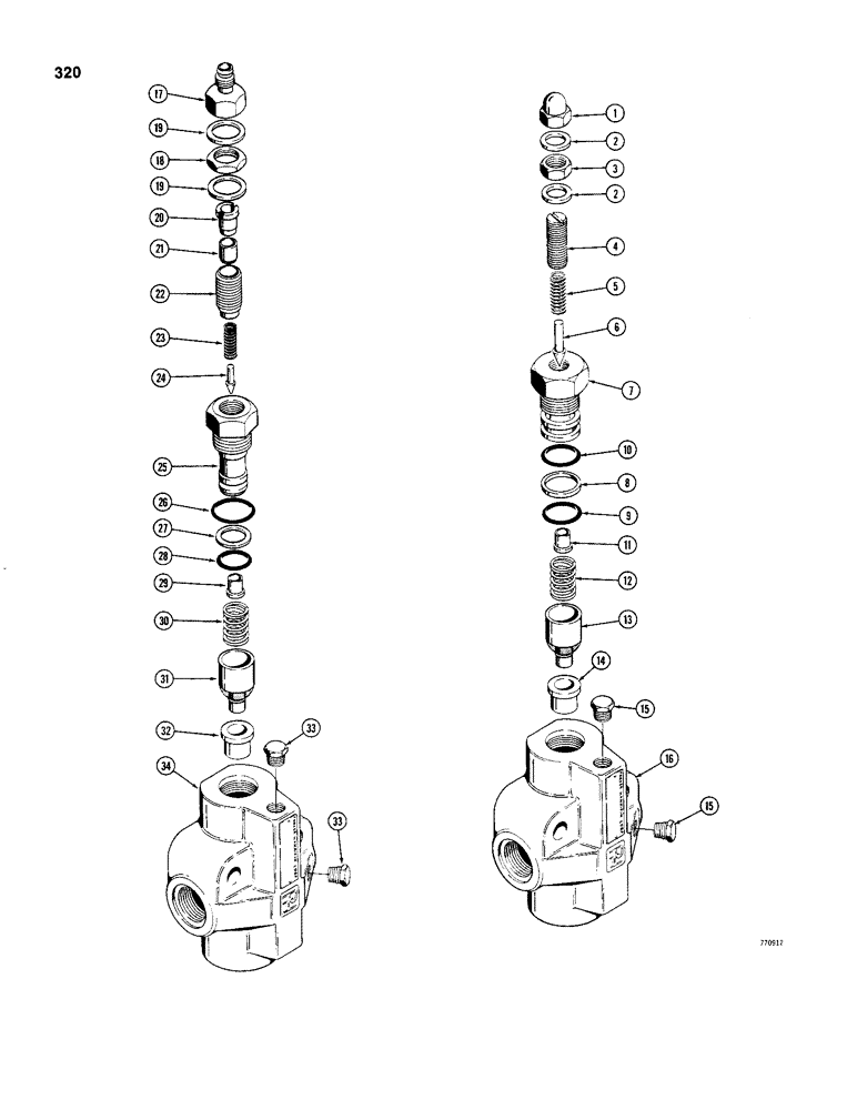 Схема запчастей Case 480C - (320) - D71668 AND D75308 RELIEF VALVES (35) - HYDRAULIC SYSTEMS