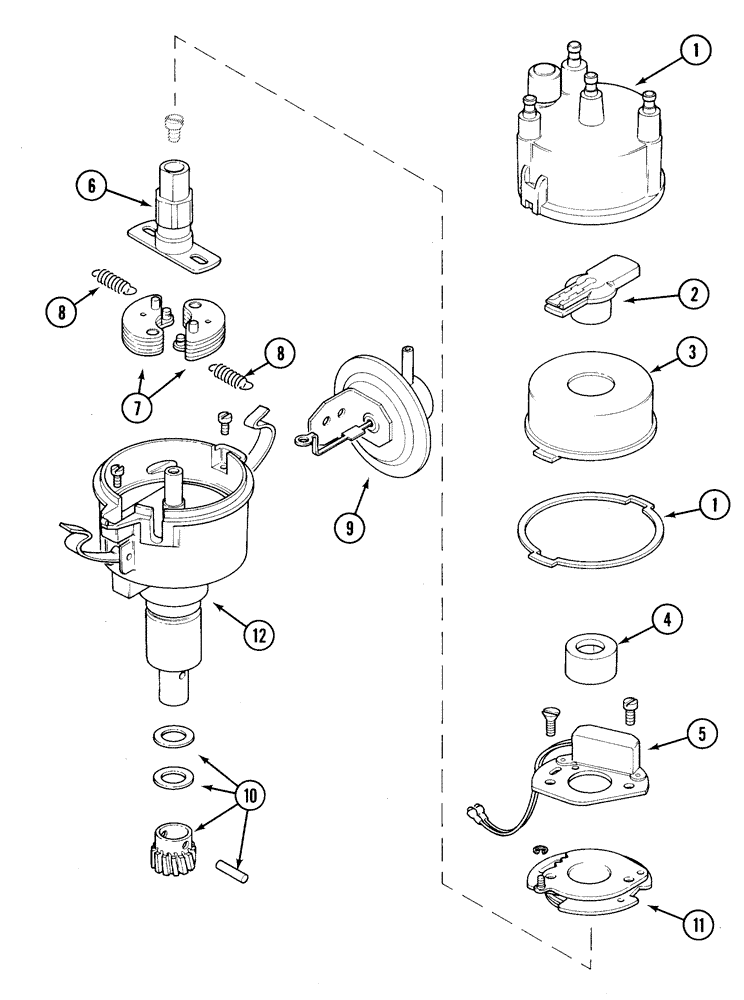 Схема запчастей Case 1835C - (3-26) - DISTRIBUTOR, TM-20 GASOLINE ENGINE (03) - FUEL SYSTEM