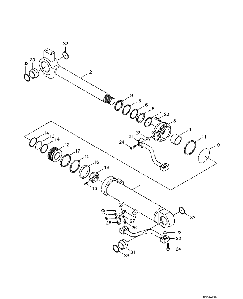 Схема запчастей Case 1221E - (08-08[01]) - HYDRAULICS - BUCKET CYLINDER (87700446) (08) - HYDRAULICS