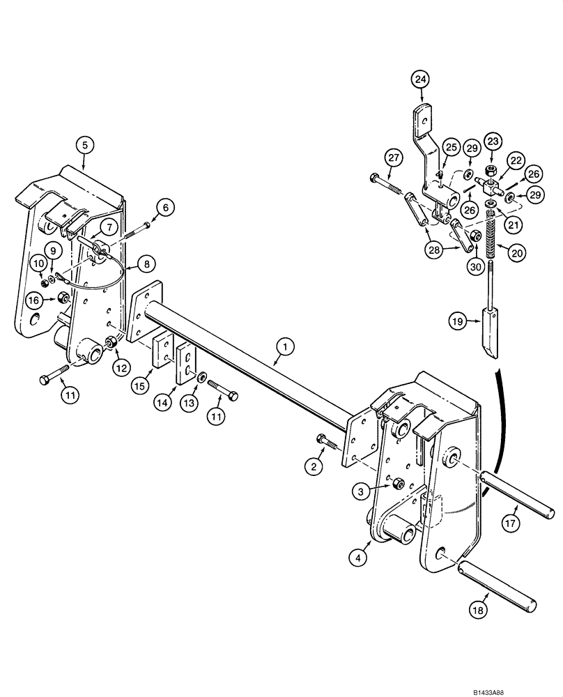 Схема запчастей Case 1845C - (09-04) - CASE COUPLER - INLINE LEVER, - JAF0041367 (09) - CHASSIS/ATTACHMENTS