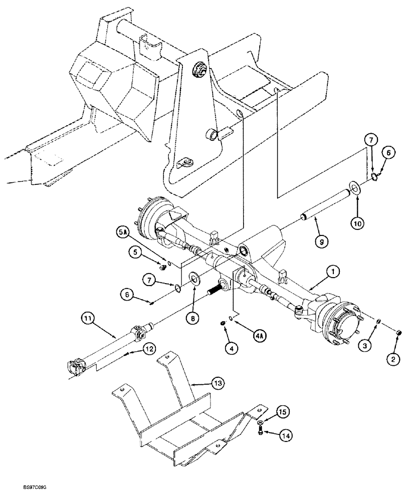 Схема запчастей Case 580SL - (6-02) - FRONT DRIVE AXLE MOUNTING AND DRIVE SHAFT (06) - POWER TRAIN