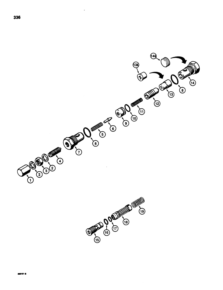 Схема запчастей Case 580D - (336) - HYDRECO LOADER CONTROL VALVE, RELIEF VALVES, MAIN RELIEF VALVE (08) - HYDRAULICS