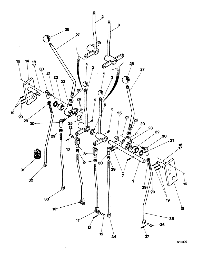 Схема запчастей Case 580G - (356) - AXIAL BACKHOE - CONTROLS WITH HAND SWING (09) - CHASSIS/ATTACHMENTS