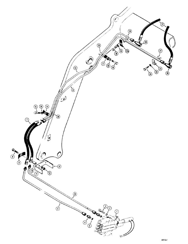 Схема запчастей Case 680CK - (168) - CLAM TYPE BUCKET HYDRAULICS (82) - FRONT LOADER & BUCKET