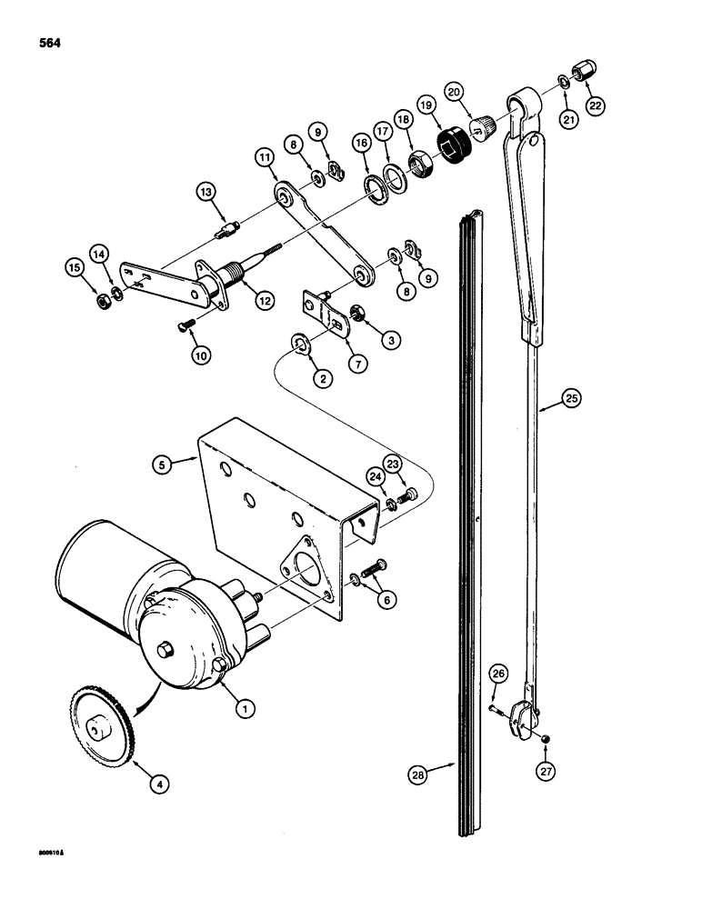 Схема запчастей Case 580D - (564) - CAB FRONT WINDSHIELD WIPER, AMERICAN BOSCH PARTS (09) - CHASSIS/ATTACHMENTS