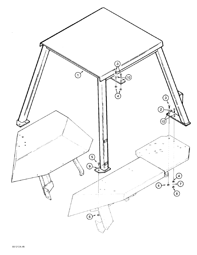 Схема запчастей Case 480F - (9-154) - ROPS CANOPY, 480F MODELS ONLY (09) - CHASSIS/ATTACHMENTS