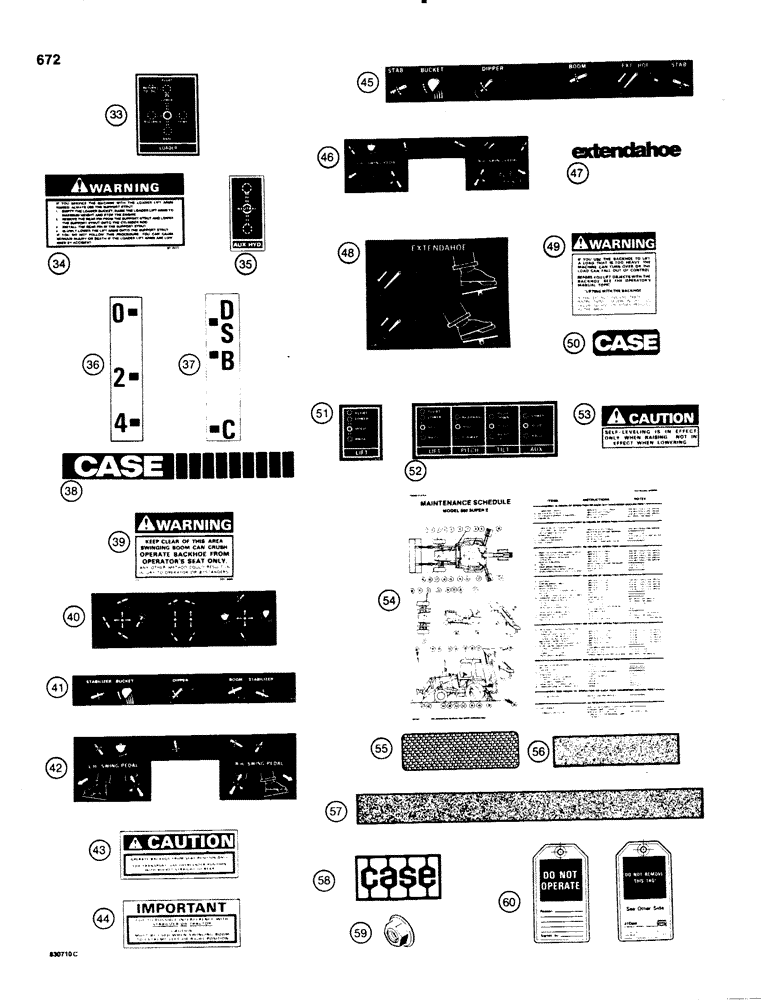 Схема запчастей Case 580E - (672) - DECALS (09) - CHASSIS/ATTACHMENTS