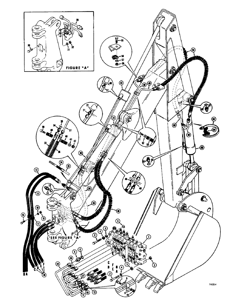 Схема запчастей Case 680CK - (184) - BACKHOE HYDRAULICS, BOOM, CROWD AND BUCKET CYLINDER (84) - BOOMS, DIPPERS & BUCKETS