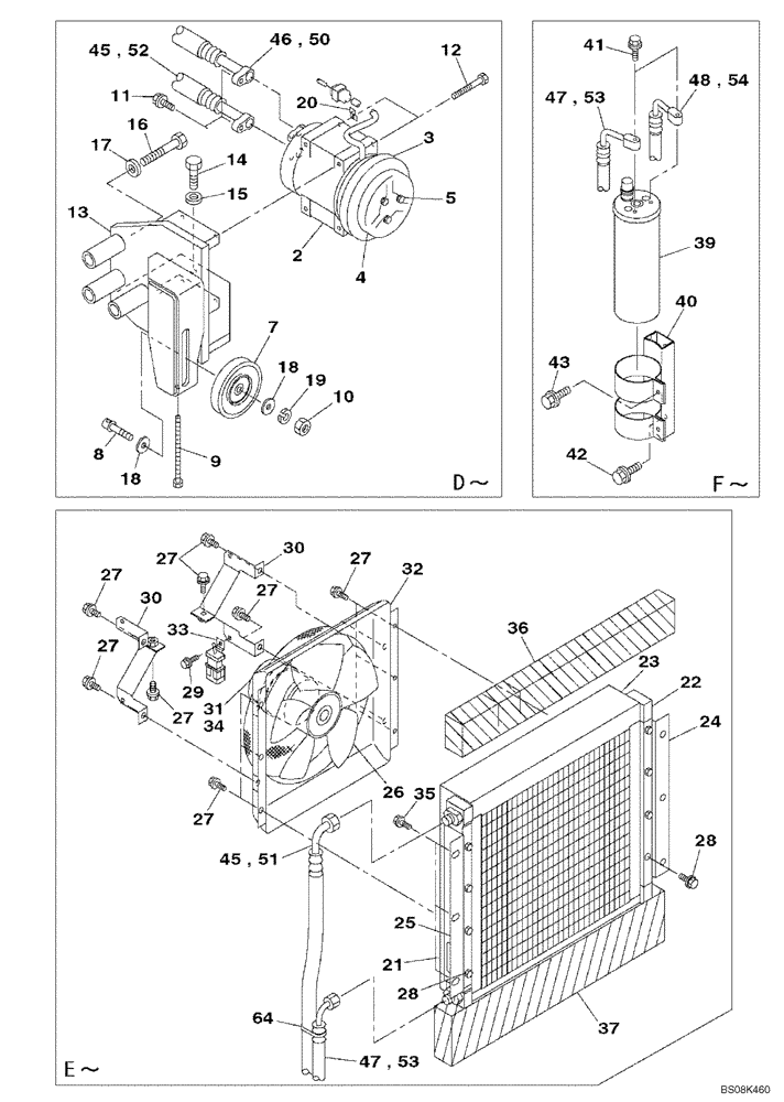 Схема запчастей Case CX800B - (09-50) - CAB AIR CONDITIONING - CONDENSER - RECEIVER-DRYER - COMPRESSOR (09) - CHASSIS