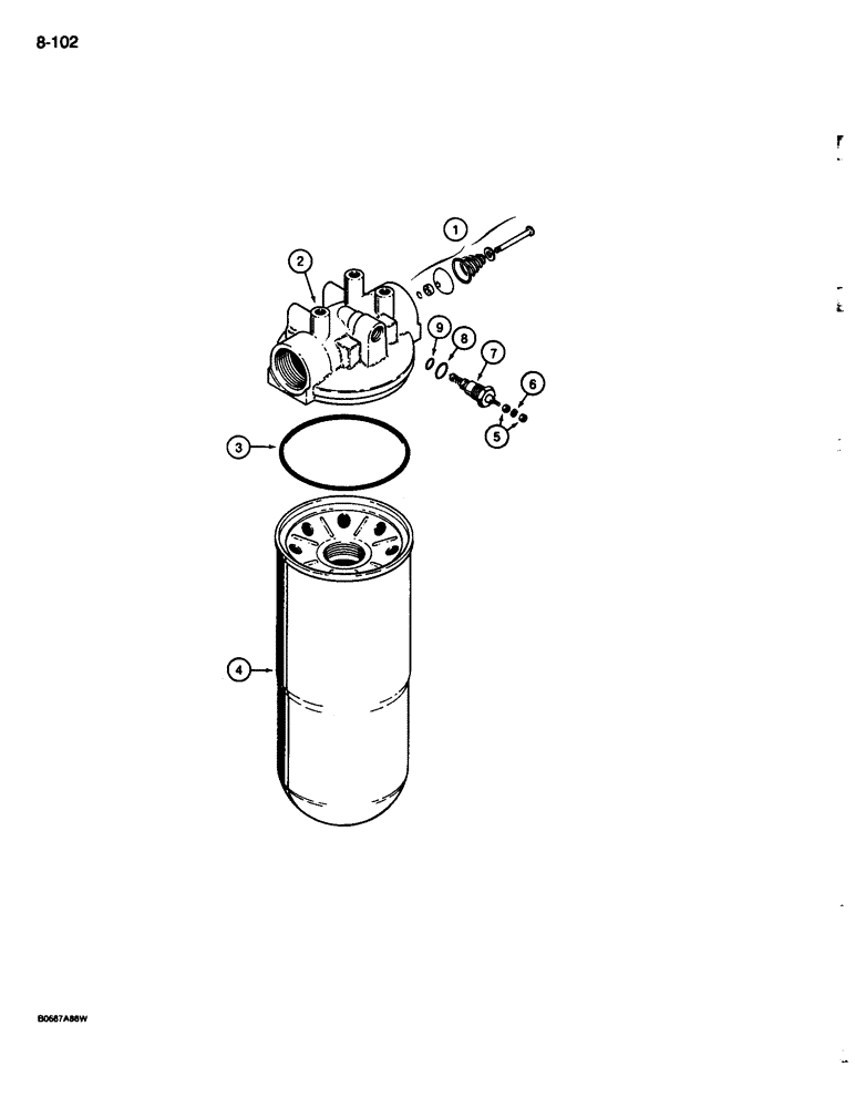 Схема запчастей Case 680L - (8-102) - HYDRAULIC OIL FILTER (08) - HYDRAULICS