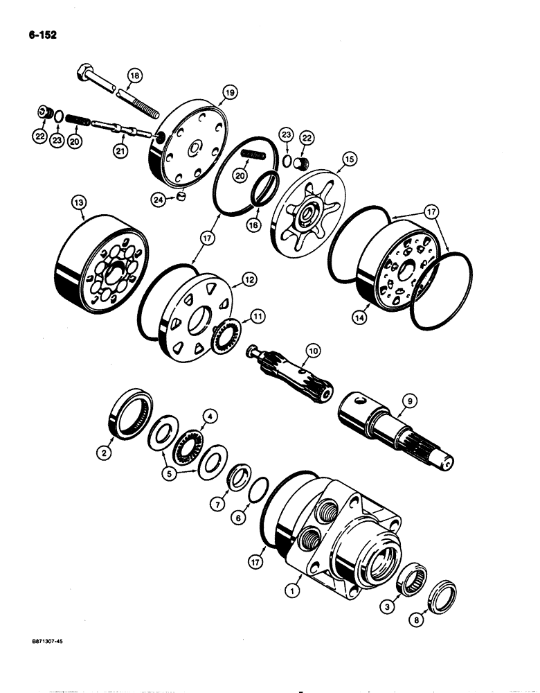Схема запчастей Case 1825 - (6-152) - HYDRAULIC DRIVE MOTOR (06) - POWER TRAIN