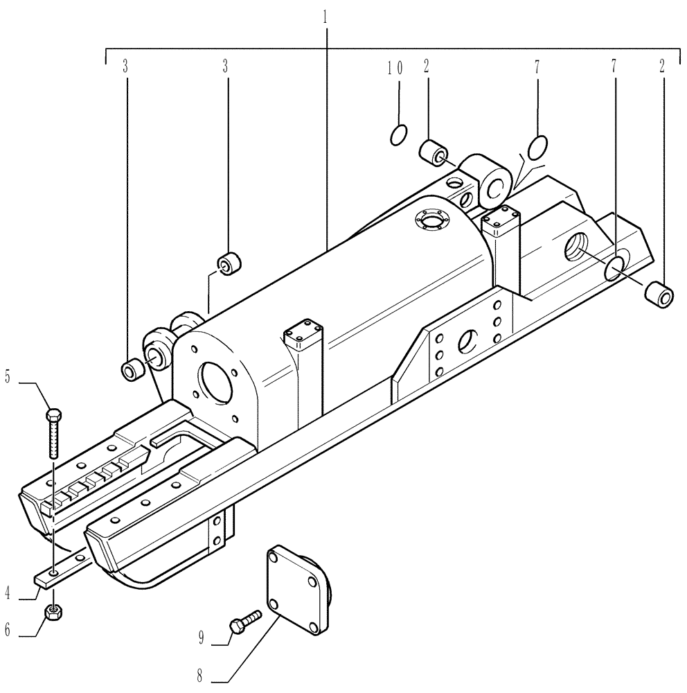 Схема запчастей Case 1850K - (2.340[01A]) - TRACK FRAME - 8 ROLLERS XLT - VERSION (02) (07) - HYDRAULIC SYSTEM/FRAME