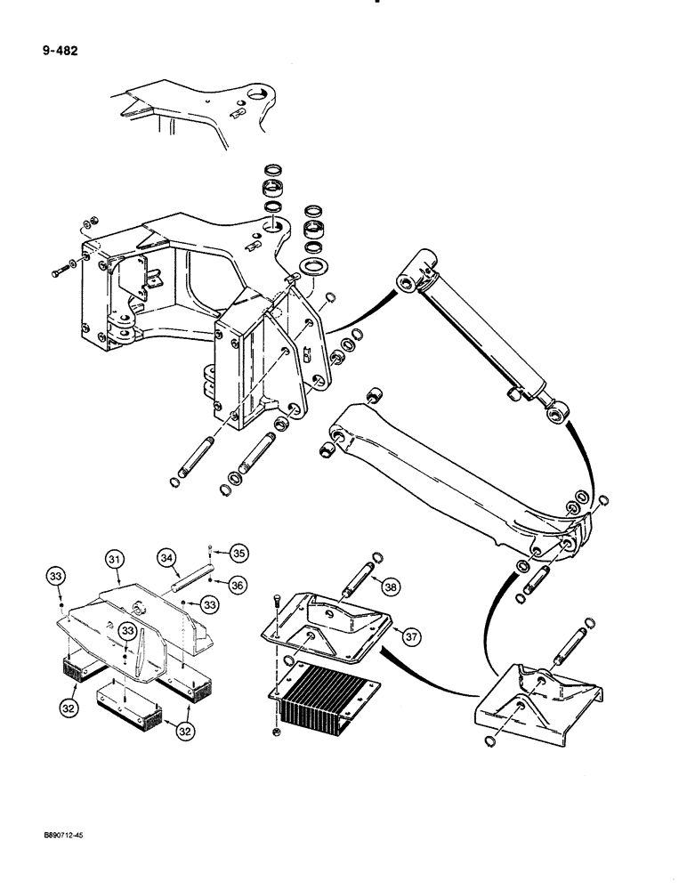 Схема запчастей Case 580K - (09-482) - BACKHOE MOUNTING FRAME AND STABILIZERS (09) - CHASSIS/ATTACHMENTS