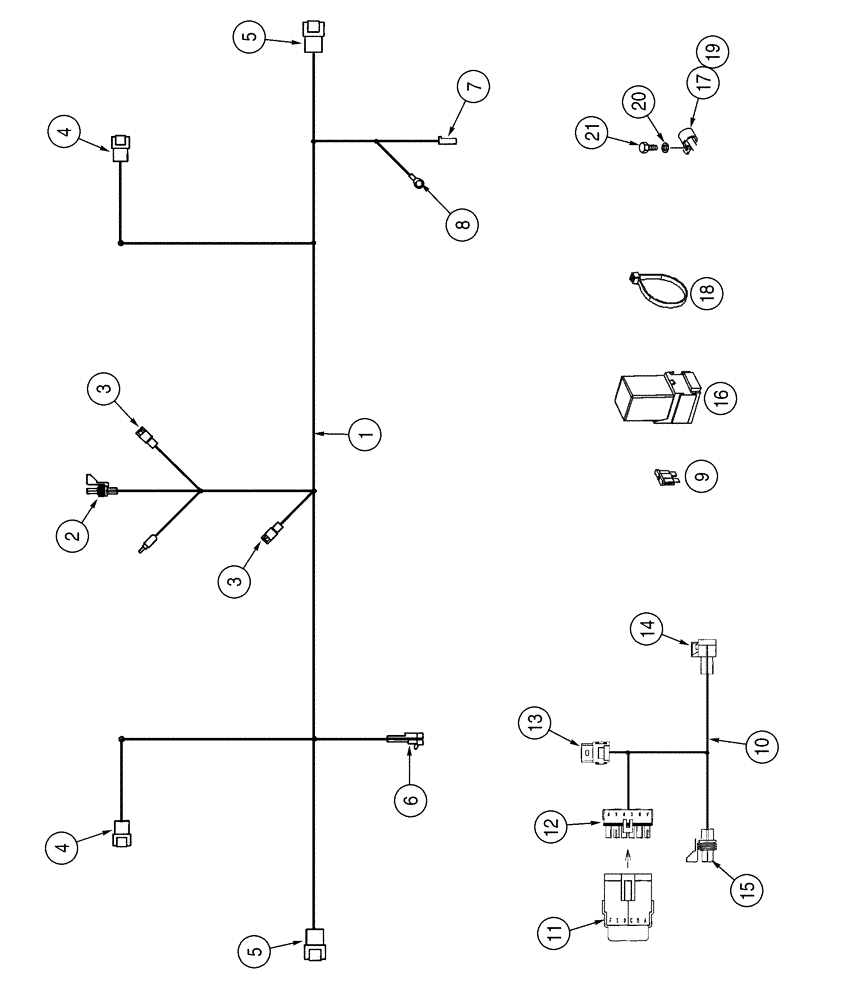 Схема запчастей Case 95XT - (04-14) - HARNESS, TURN SIGNAL, FLASHER AND LICENSE PLATE LAMP (04) - ELECTRICAL SYSTEMS