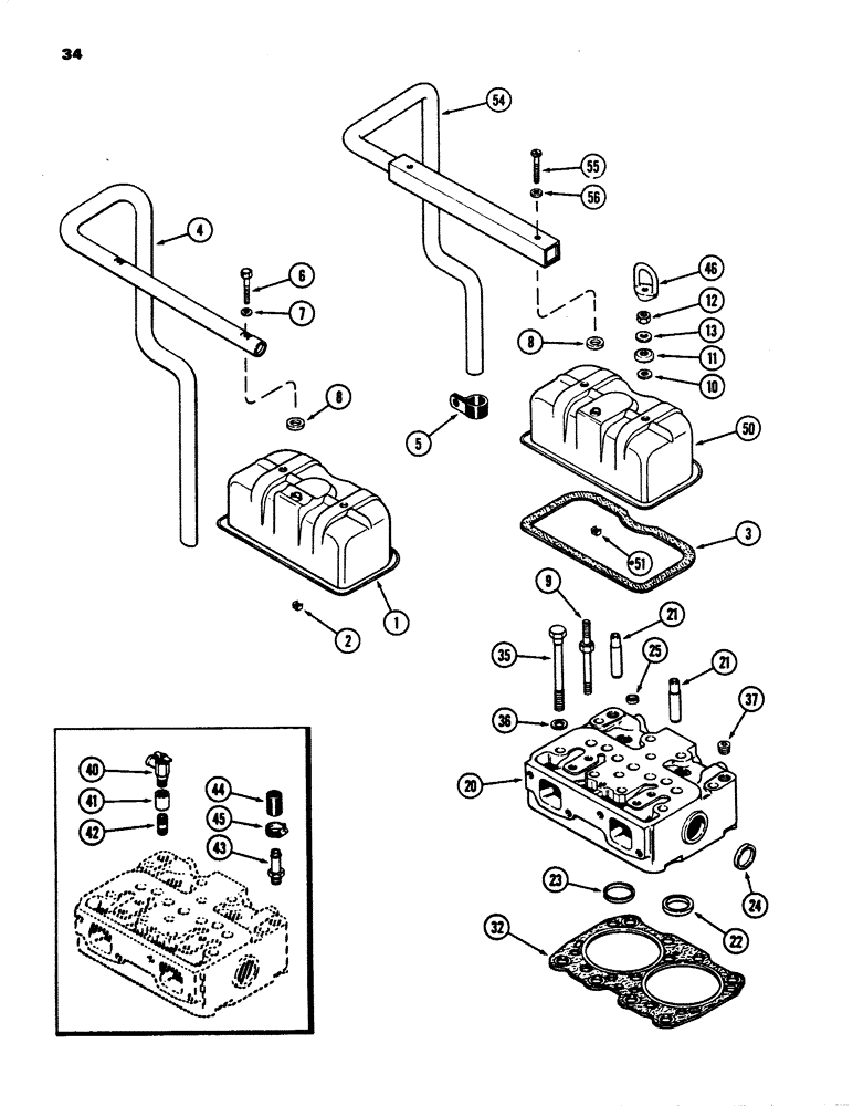 Схема запчастей Case 780B - (034) - CYLINDER HEAD AND COVER, 336BDT DIESEL ENGINE (02) - ENGINE