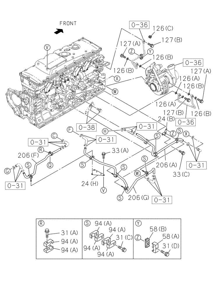 Схема запчастей Case CX470C - (02-032-02[01]) - ENGINE WATER CIRCUIT (01) - ENGINE