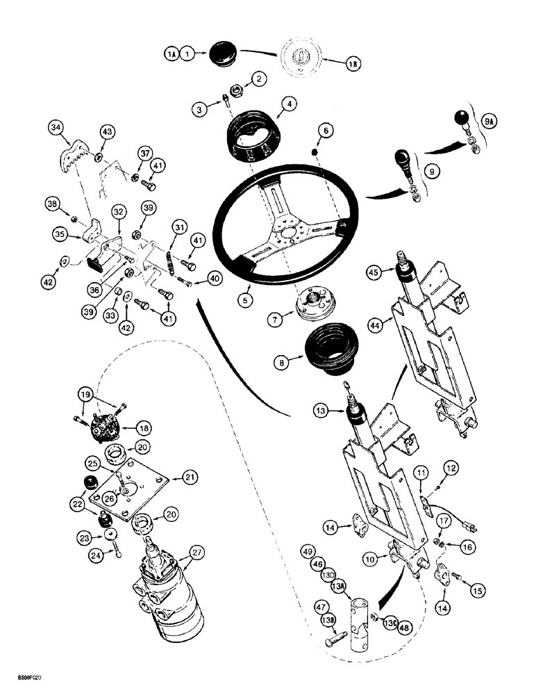 Схема запчастей Case 821B - (5-02) - STEERING WHEEL AND COLUMN, INCLUDES TILT LATCH (05) - STEERING