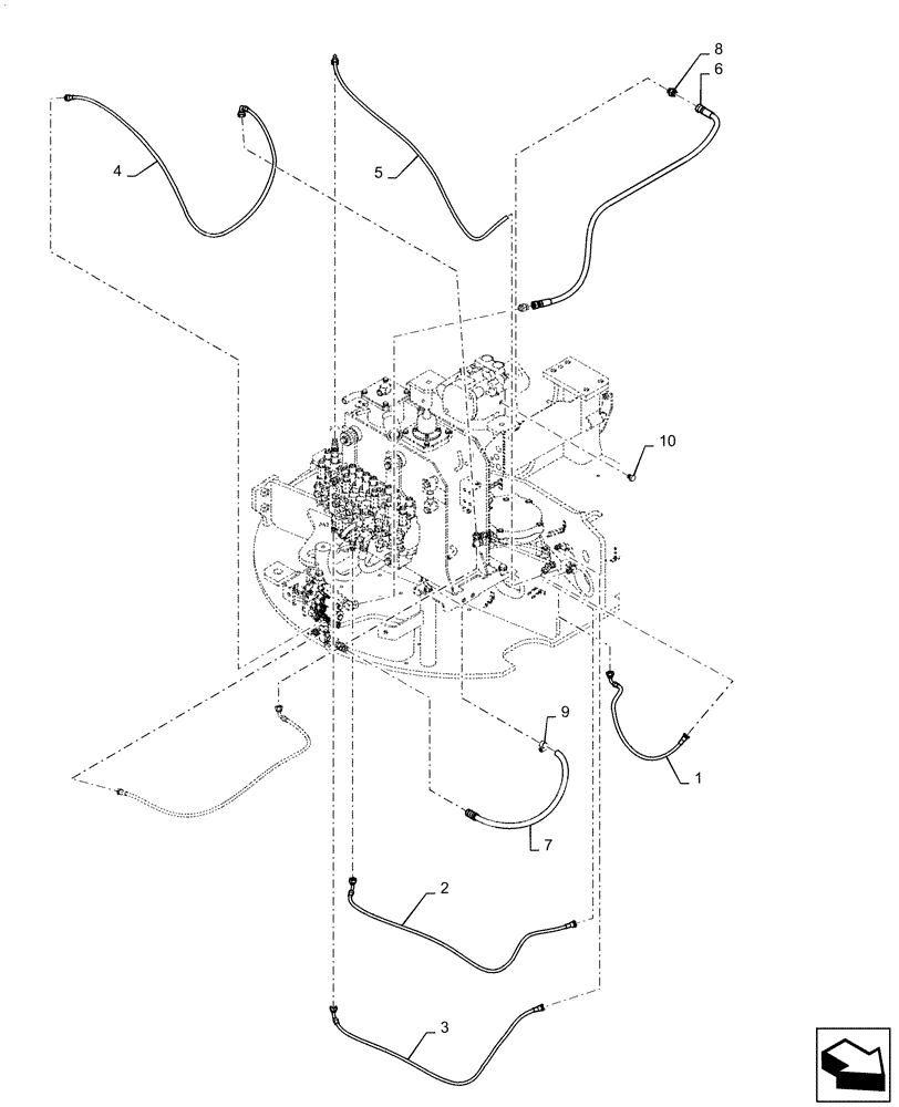 Схема запчастей Case CX36B - (01-063[01]) - CONTROL LINES, VALVE (WITH A PUMP Z PORT) (35) - HYDRAULIC SYSTEMS