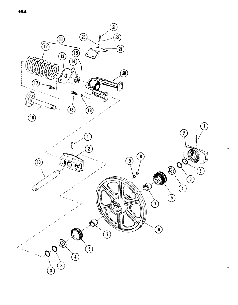 Схема запчастей Case 980B - (164) - IDLER WHEEL AND TRACK ADJUSTER (04) - UNDERCARRIAGE