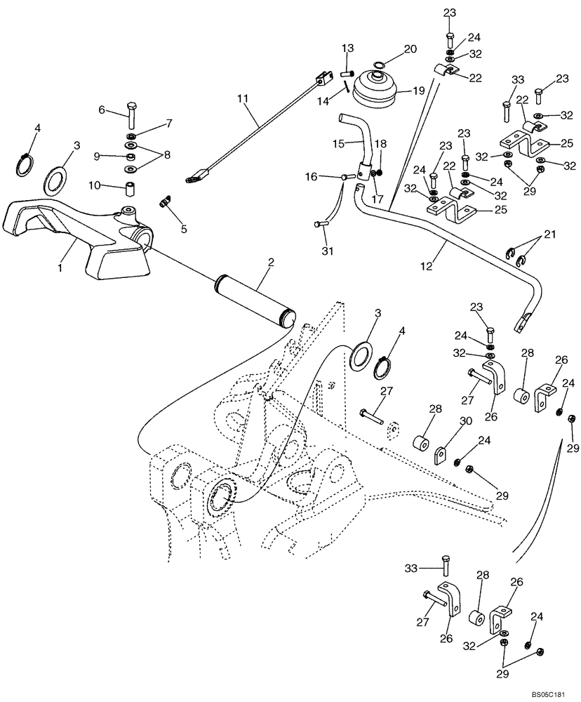 Схема запчастей Case 580M - (09-25) - BOOM LATCH (WITHOUT PILOT CONTROLS) (09) - CHASSIS/ATTACHMENTS