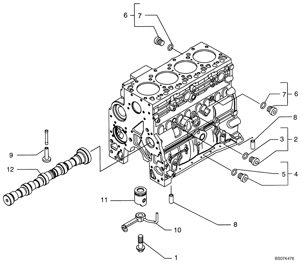 Схема запчастей Case 590SM - (02-10) - CYLINDER BLOCK (02) - ENGINE