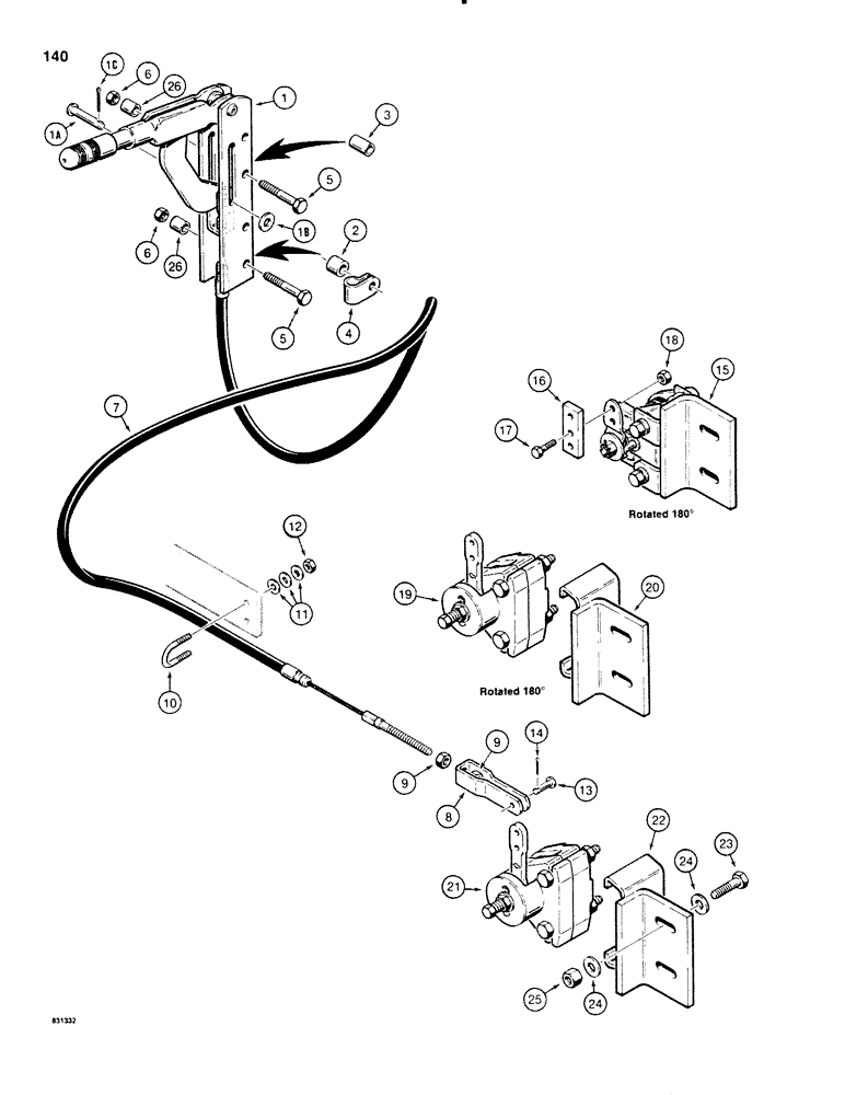 Схема запчастей Case SD100 - (140) - PARKING BRAKE SYSTEMS (33) - BRAKES & CONTROLS