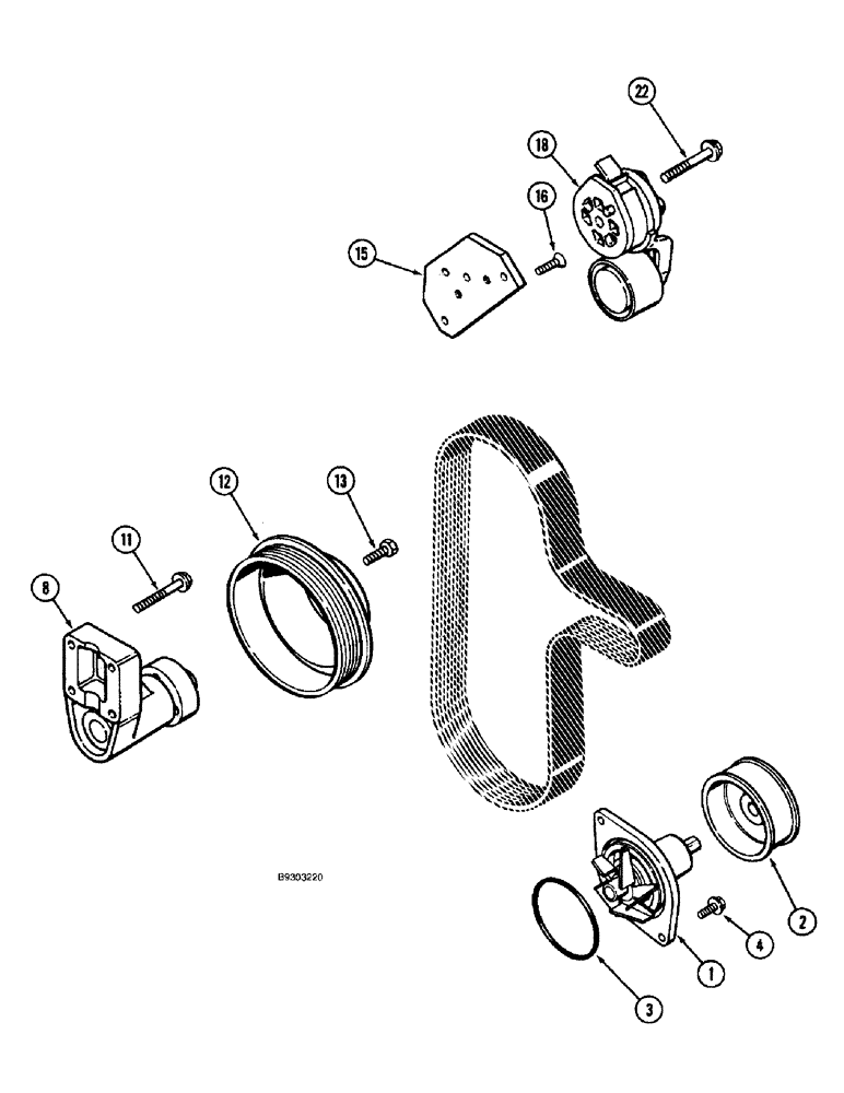 Схема запчастей Case 660 - (2-12) - WATER PUMP SYSTEM, 4-390 ENGINE (02) - ENGINE