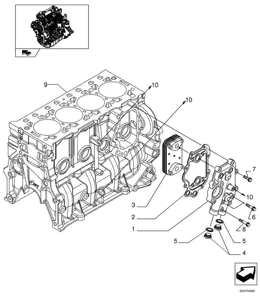 Схема запчастей Case 445 - (02-32) - HEAT EXCHANGER (87380450) (02) - ENGINE