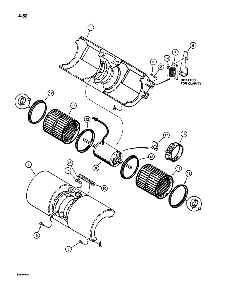 Схема запчастей Case W14C - (4-52) - CAB BLOWER (04) - ELECTRICAL SYSTEMS