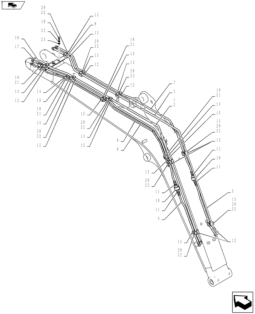 Схема запчастей Case CX55BMSR - (03-006[02]) - HYD LINES, BOOM (ROTARY) (35) - HYDRAULIC SYSTEMS