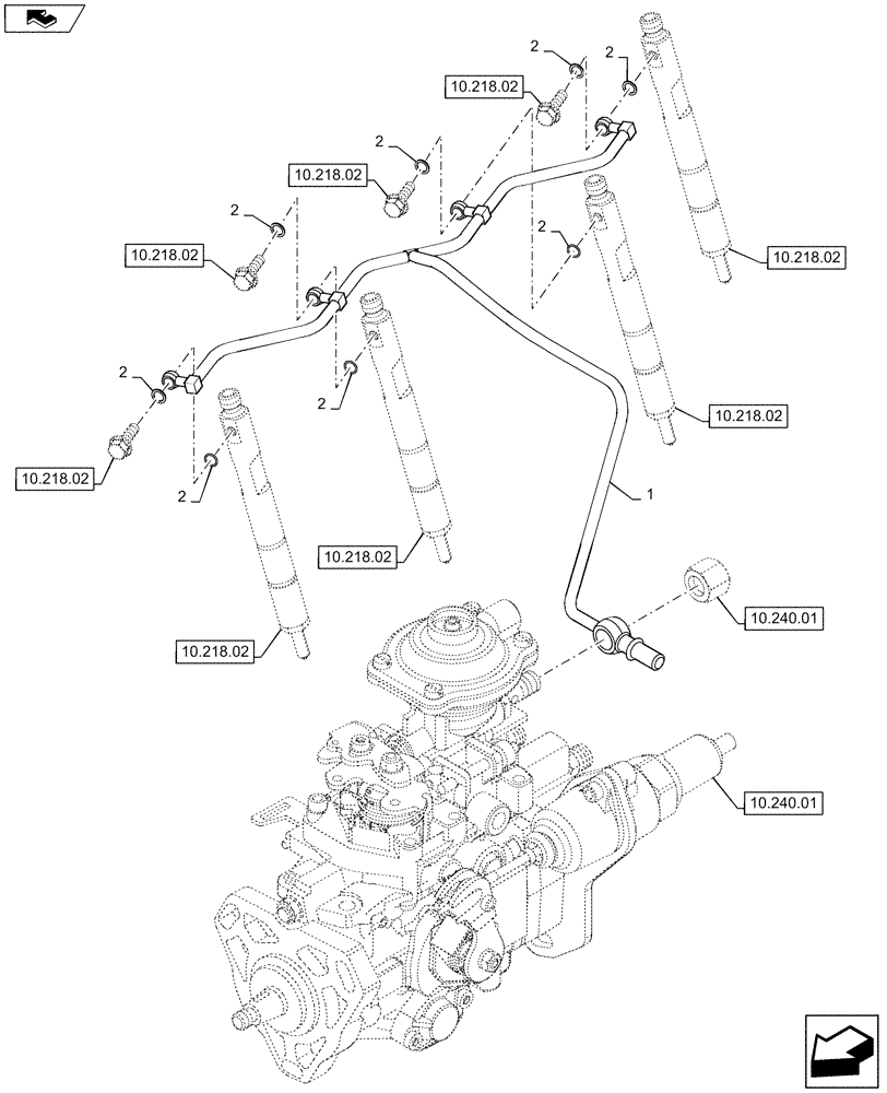 Схема запчастей Case TR320 - (10.218.01[02]) - INJECTION EQUIPMENT - PIPING (504207949) (10) - ENGINE