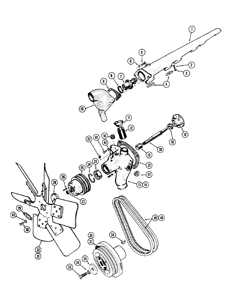 Схема запчастей Case W10B - (050) - WATER PUMP AND MANIFOLD (02) - ENGINE