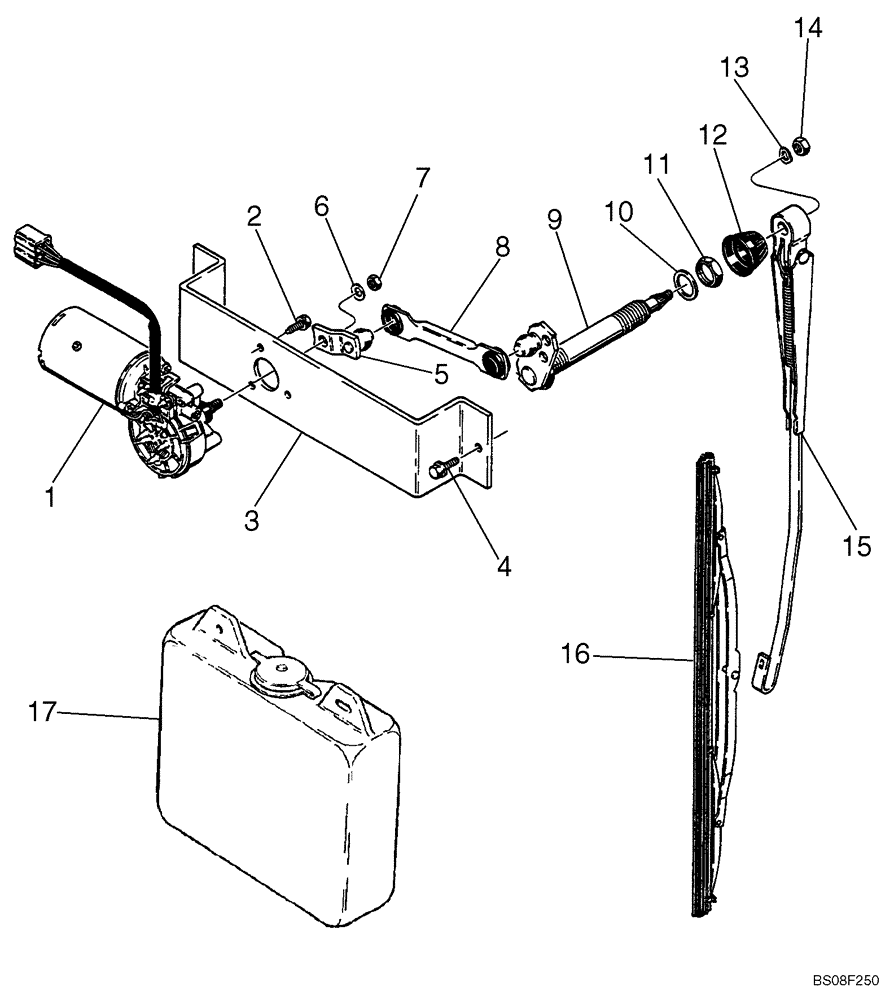 Схема запчастей Case W14C - (4-46) - CAB FRONT WIPER AND WASHER BOTTLE (04) - ELECTRICAL SYSTEMS