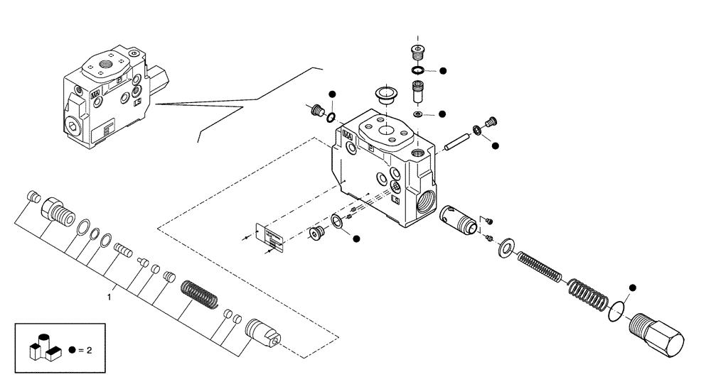 Схема запчастей Case 330 - (72H01010001[01]) - DUMPING SYSTEM - DISTRIBUTION VALVE (19) - OPTIONS