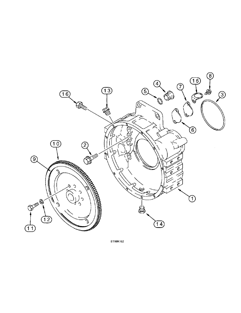 Схема запчастей Case 821B - (2-43A) - FLYWHEEL AND HOUSING, 6T-830 EMISSIONS CERTIFIED ENGINE, TRACTOR P.I.N. JEE0050601 & AFTER (02) - ENGINE