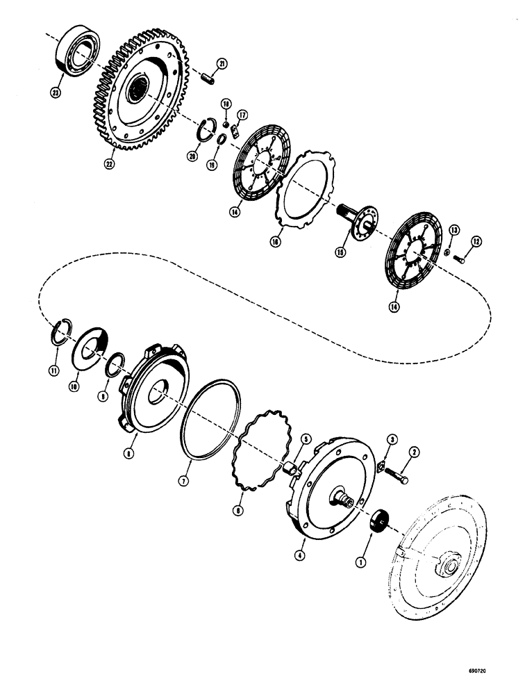 Схема запчастей Case W20 - (116) - L46456, L52101 AND L55661 TRANSMISSION, HIGH RANGE CLUTCH AND TRANSFER GEAR (06) - POWER TRAIN