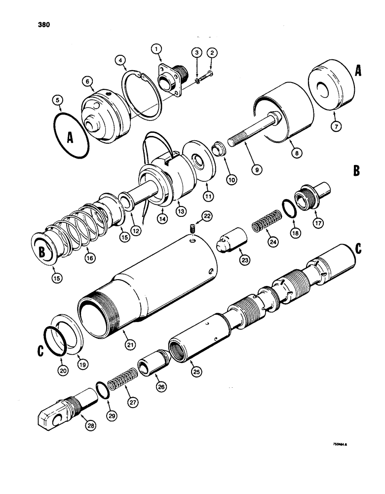 Схема запчастей Case W24C - (380) - D71226 BUCKET SPOOL (08) - HYDRAULICS