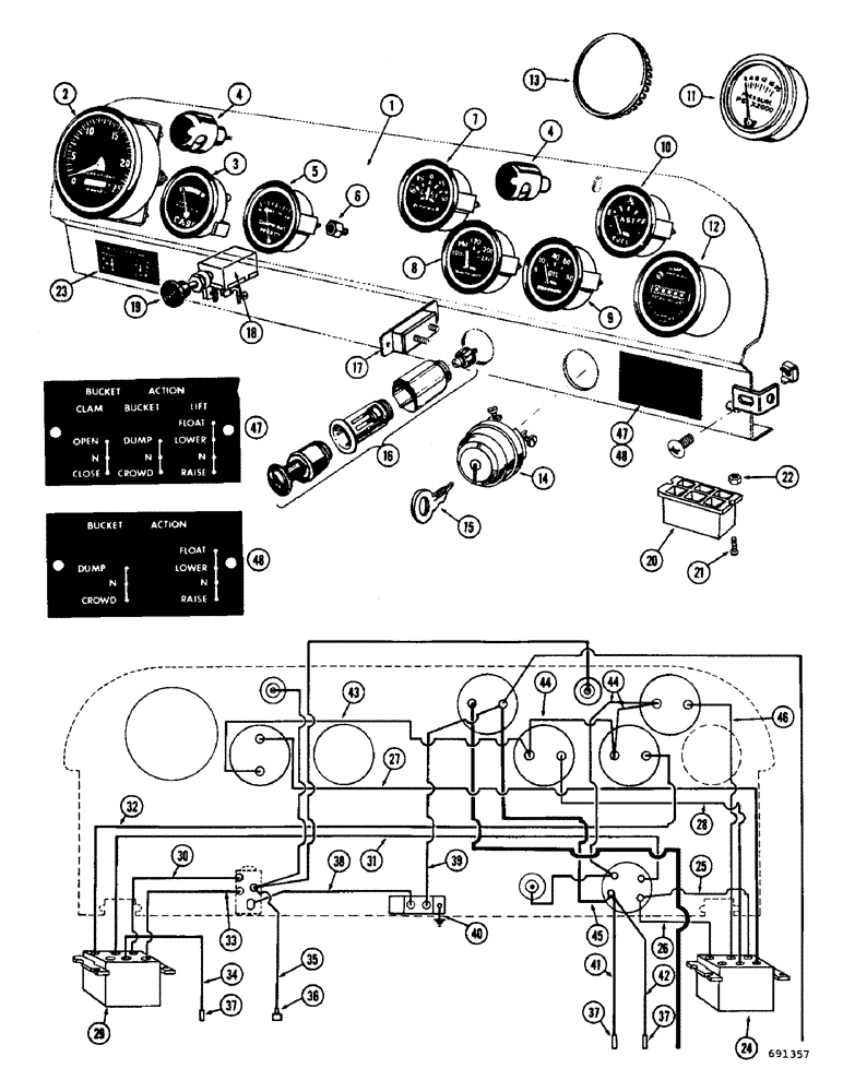 Схема запчастей Case W7 - (130) - INSTRUMENT PANEL, SERIAL NO. 9802395 THRU 9804741 (04) - ELECTRICAL SYSTEMS