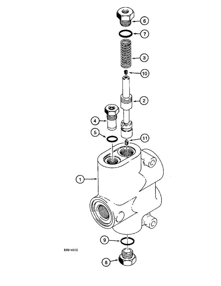 Схема запчастей Case 821B - (5-16) - FLOW CONTROL VALVE - L126106 (05) - STEERING