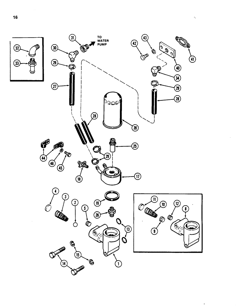 Схема запчастей Case W20 - (016) - OIL FILTER AND COOLER, 401BD AND 401BDT DIESEL ENGINE (02) - ENGINE